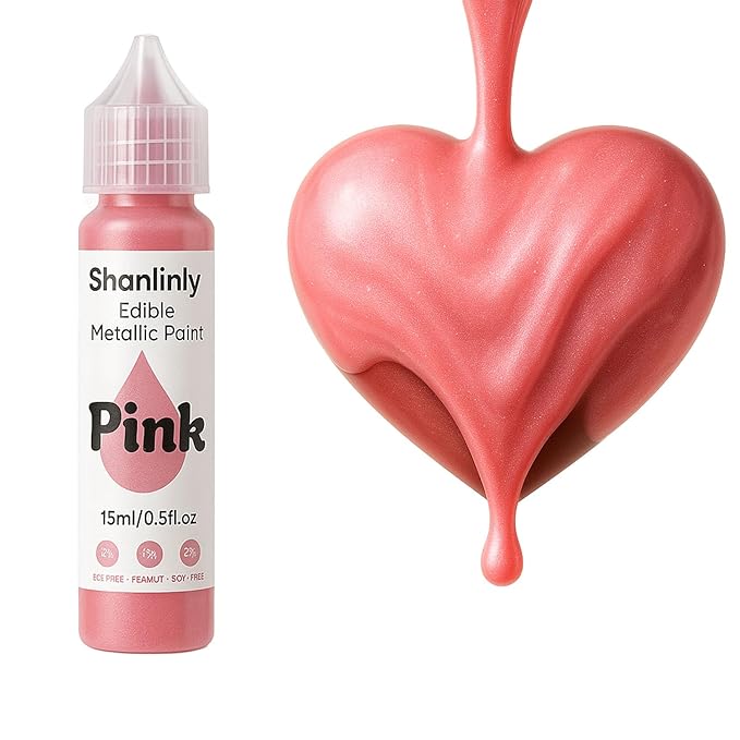 Pink Metallic Edible Paint for Baking – Food Grade Pink Edible Dust Drink by Unknown