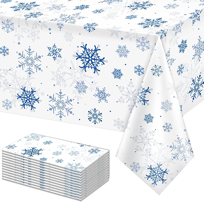 12 Pieces Snowflake Christmas Party Tablecloth Decorations, Plastic White by JectivsPartyDecorations
