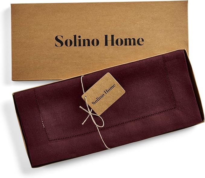 Solino Home Linen Burgundy Table Runner 144 Inches Long - Image 6