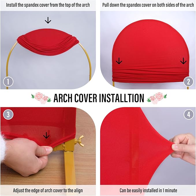 LEBENGURU Upgraded 6FT Wedding Arch Cover, Round Top Chiara Stand Covers - Image 5
