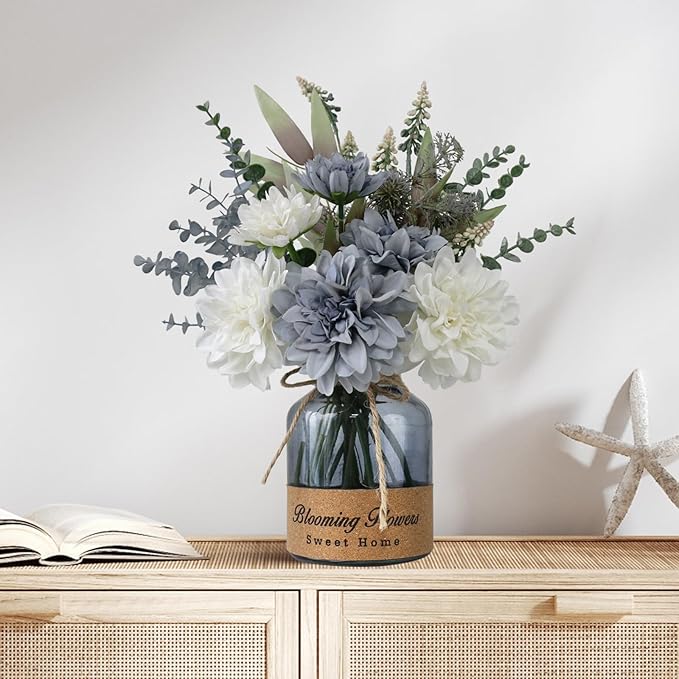 Fake Flowers with Vase, Silk Artificial Flowers in Vase, Fake Plants and Faux - Image 6