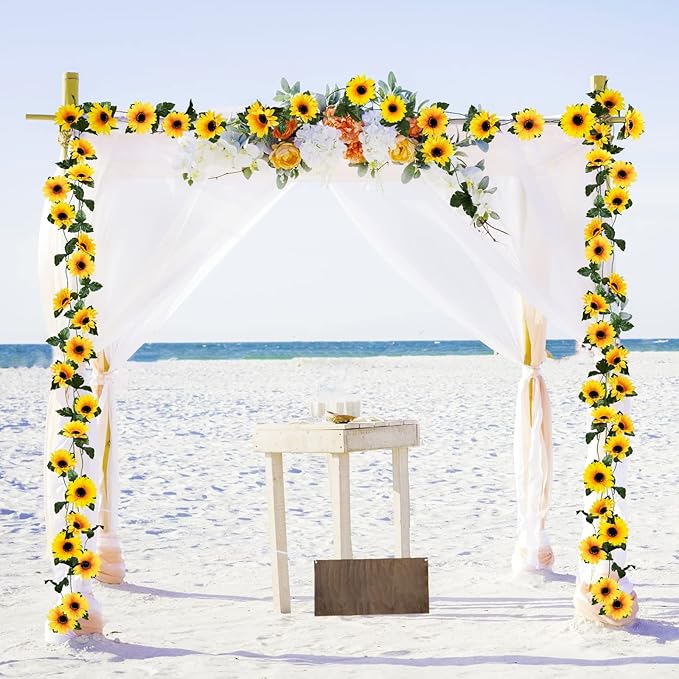 Uieke 10 Pack Artificial Sunflower Garland, 8.2ft/Pcs Silk Sunflowers - Image 7