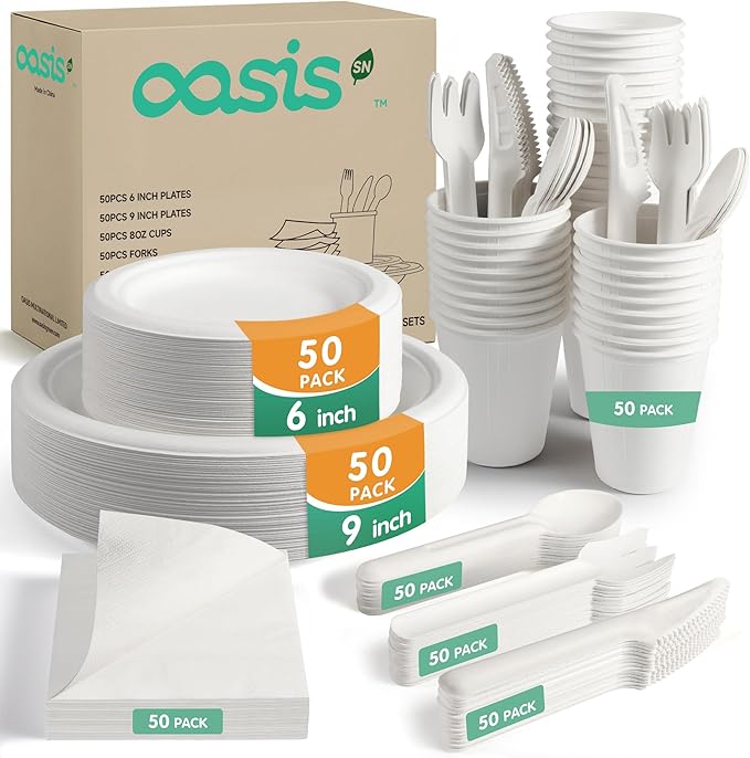 350PCS Disposable Paper Dinnerware Set by Unknown