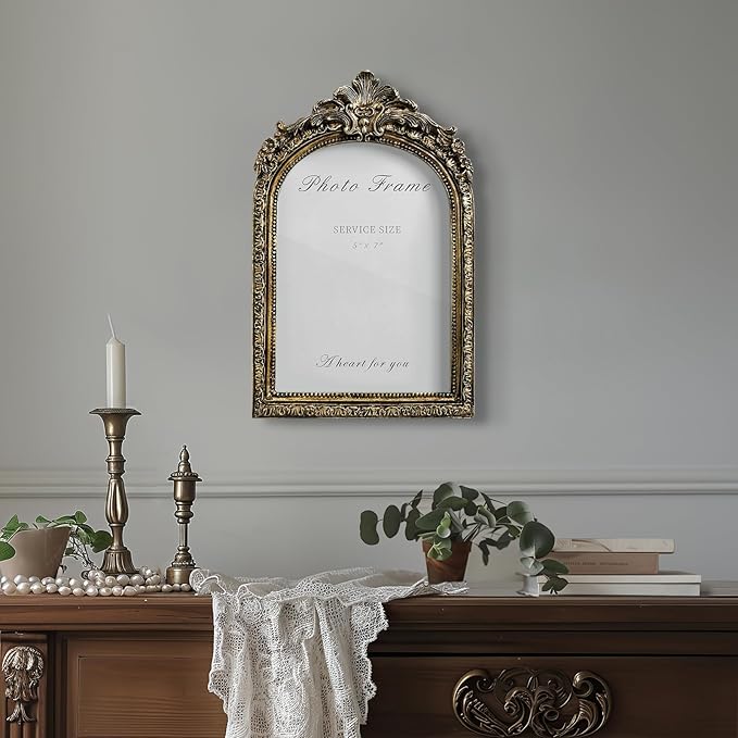Cuspin Arched 5x7 Picture Frame Vintage Gold Frames, Bronze 5 by 7 Arched - Image 6
