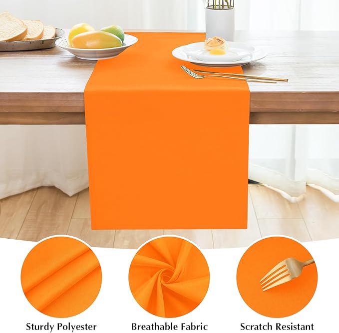 2 Pack Orange Small Short Table Runner 12 x 24 Inch Solid Color Runners Coffee - Image 4