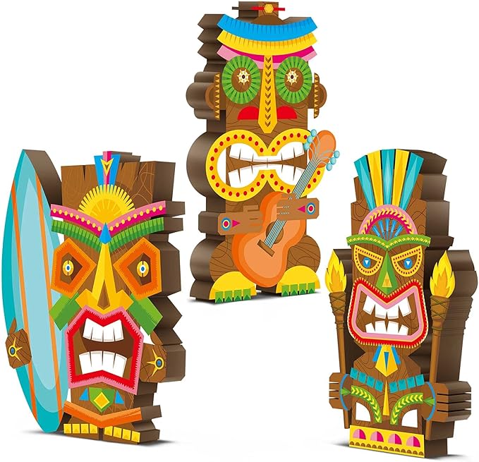 Blulu 3 Pcs Tiki Party Decor Hawaiian Luau Party Decorations Tropical Aloha by Blulu