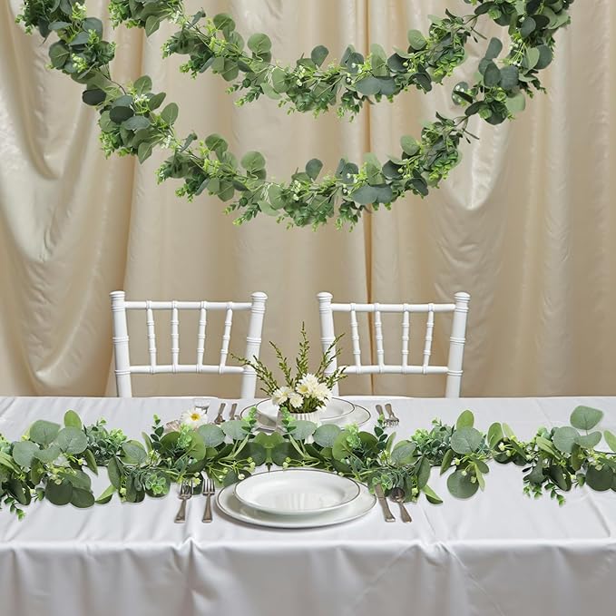 MAKHOT 2pcs Artificial Eucalyptus Garland, 5.9FT Greenery Garland Flower Spring - Image 2
