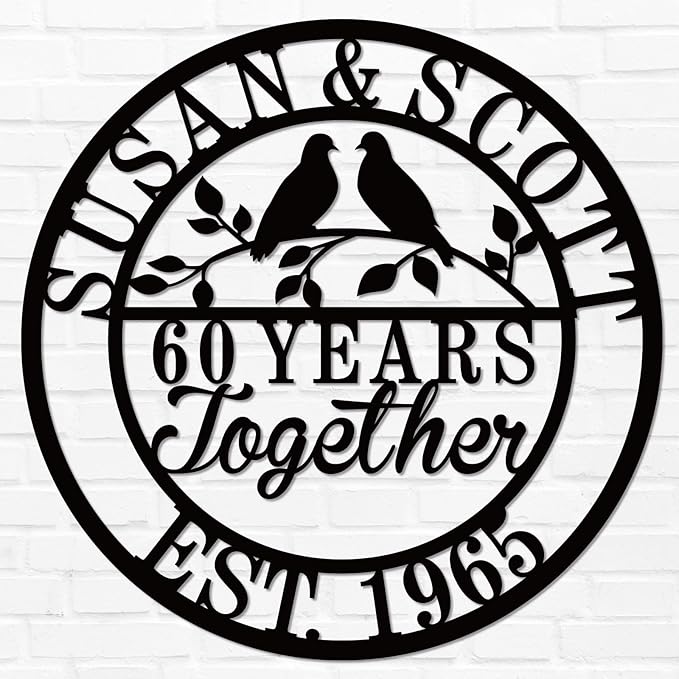 Personalized Wedding Anniversary Sign Gifts, Custom 50th 40th 65th 60th 25th by HZYCYYFC