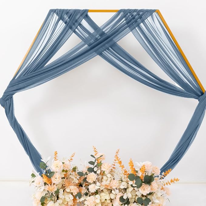 MLMC Dusty Blue Wedding Arch Draping Fabric 2 Panels 29" x 20 FT Extra Long - Image 6