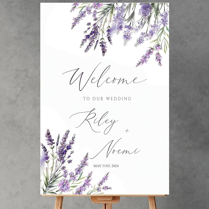 Lavender Floral Boho Wedding Welcome Sign, Welcome Sign Wedding, Custom Wedding by Custom
