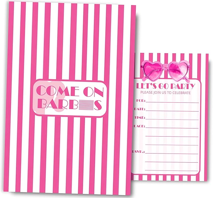 Pink Girl Birthday Invitations for Girls, Girls Pink Birthday Party Invitaions by Fablus