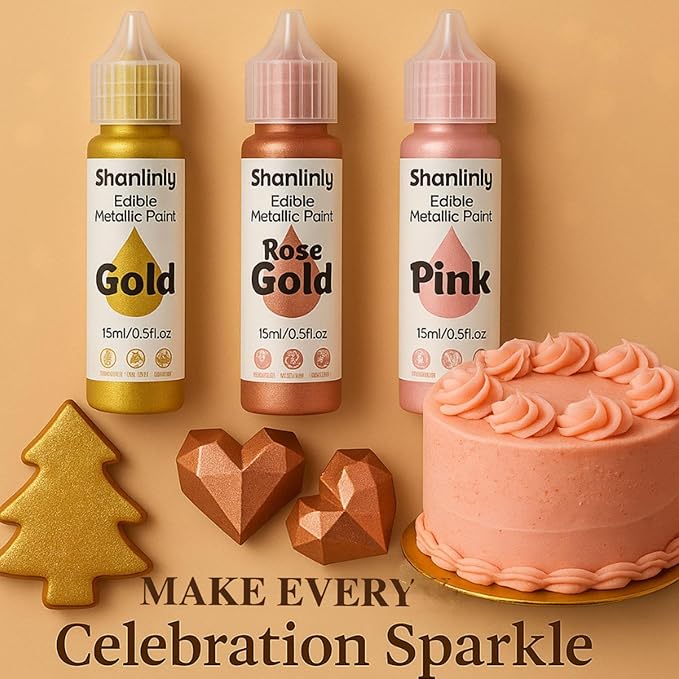 Rose Gold Metallic Edible Paint - Image 6