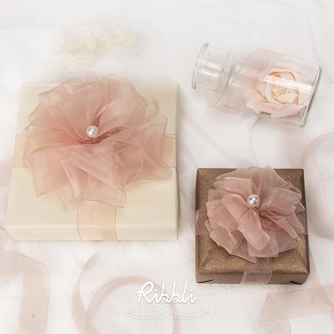 Ribbli Sweet Nectar Pink Sheer Organza Ribbon, 1 Inches x Continuous 50 Yard - Image 4