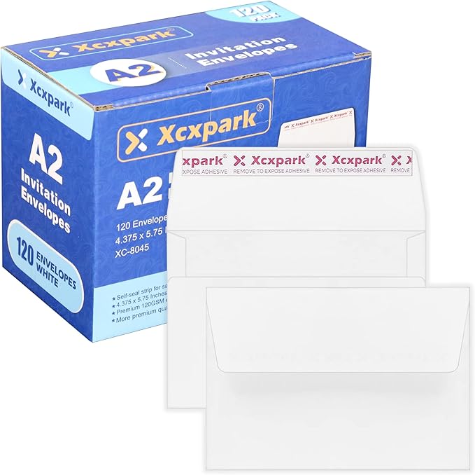 120 Qty Printable A2 Invitation Envelopes 4.375 x 5.75 Cards, Self Seal 120GSM by Xxcxpark