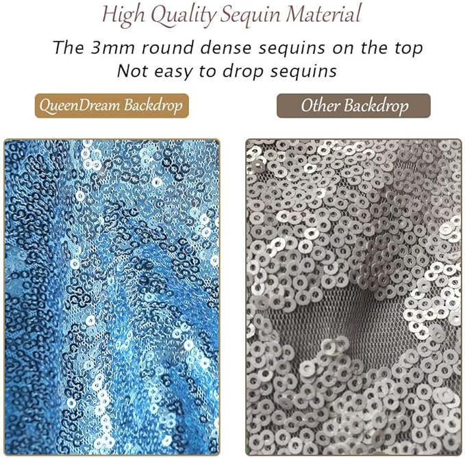 Baby Blue Sequin Backdrop Curtain 8ft x 8ft Sequin Glitter Background - Image 6