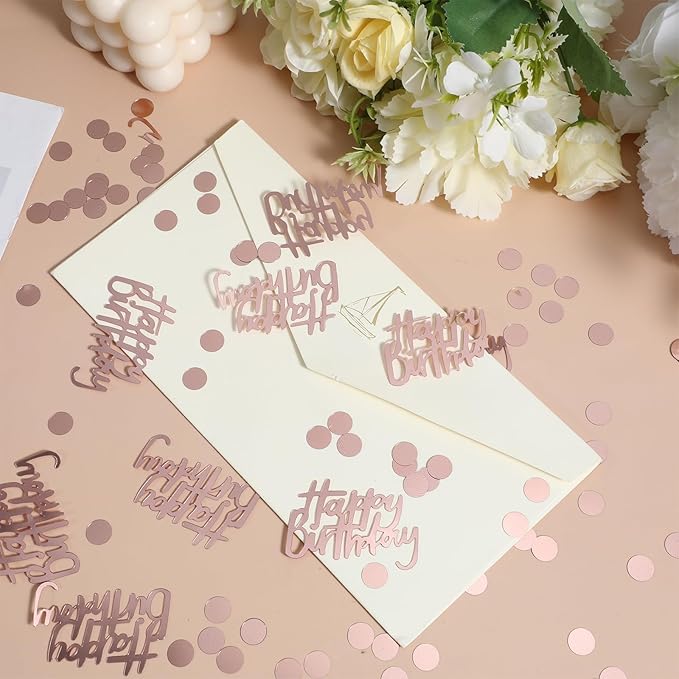 300pcs Rose Gold Happy Birthday Confetti - Image 4