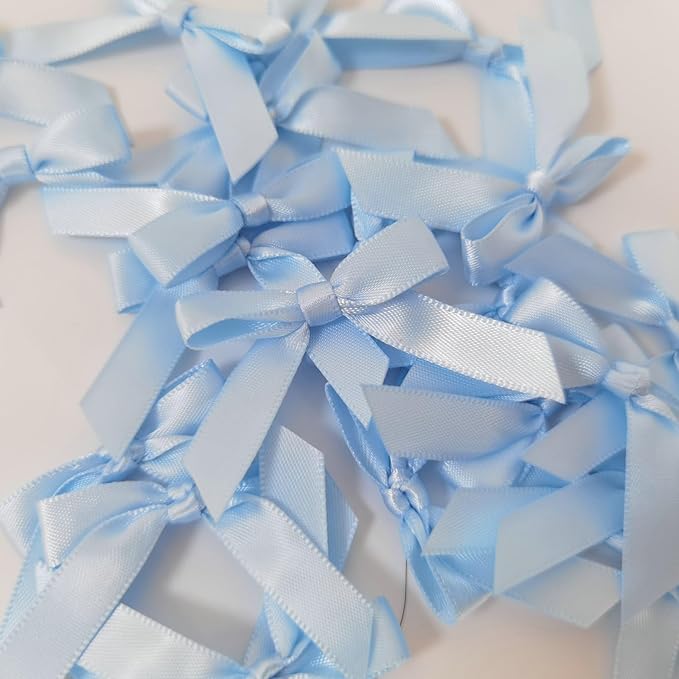 50pcs 1-1/2" Mini Light Blue Satin Ribbon Bows Without Twist Ties - Image 6