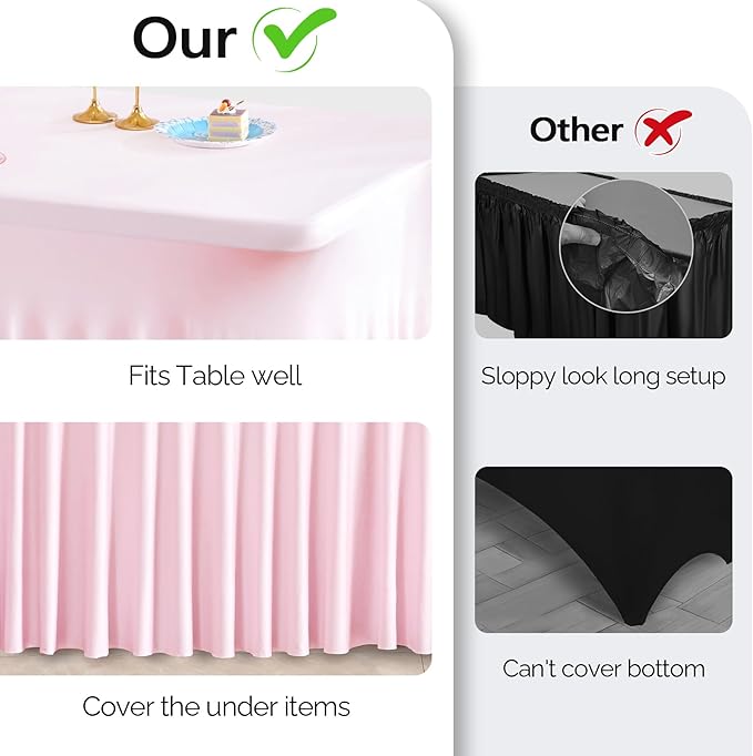 Wish Care 6 Pack Pink Spandex Table Clothes - Image 7