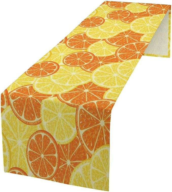 Orange Lemon Table Runner Spring Summer Orange Lemon Slices Botanical Fruit by SHElifestyle