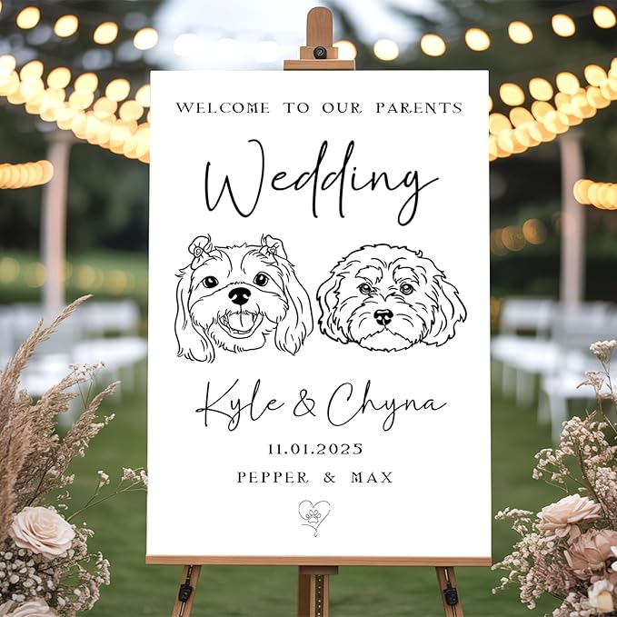 Personalized Pet Wedding Welcome Sign Using Pet Photo, Custom Dog Cat Welcome by GiantBigHands