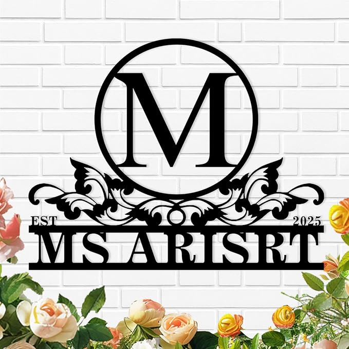 Custom Metal Name Sign, Personalized Family Last Name Signs by Syneiro