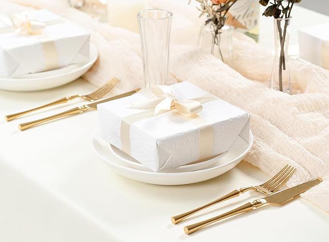 Ivory Satin Ribbon 7/8 Inch x 50 Yards Double-Faced Polyester Cream Ribbons - Image 5