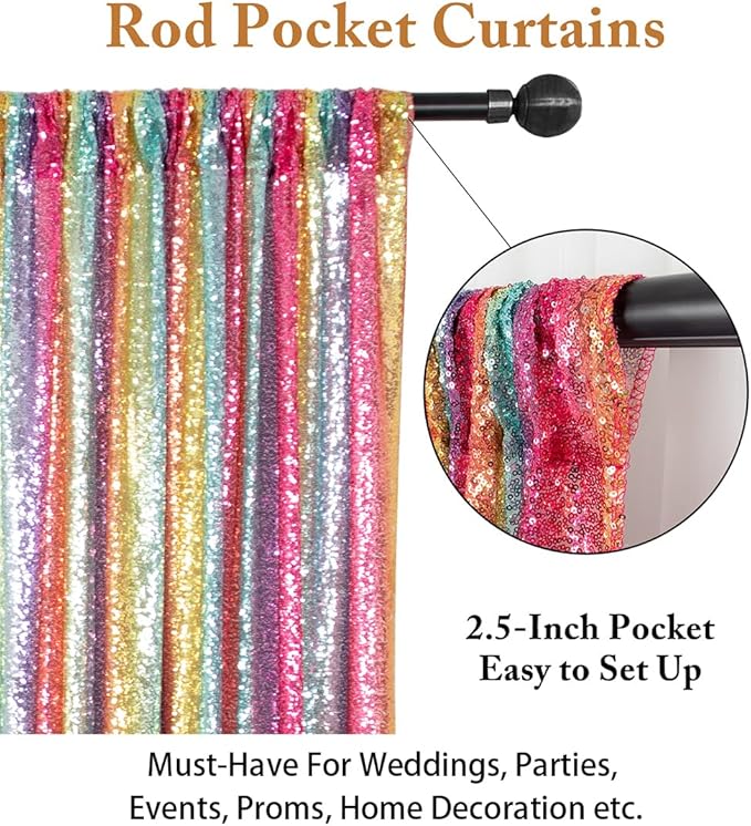 ShinyBeauty Sparkle Backdrop Curtain 2 Panels Set Sequin Photo Backdrop 2FTx8FT - Image 3