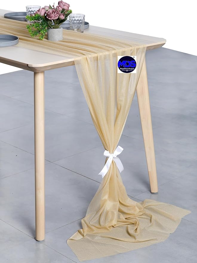 MDS 15 Pack 10ft Chiffon Table Runner 29 x 120 Inches Sheer Wedding Runner - Image 3