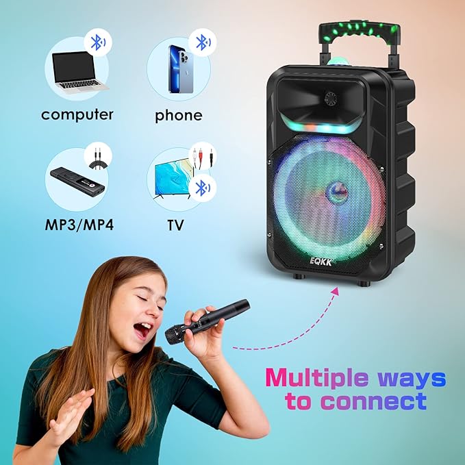 Karaoke Machine with 2 Wireless Microphones, Party Speaker - Image 2