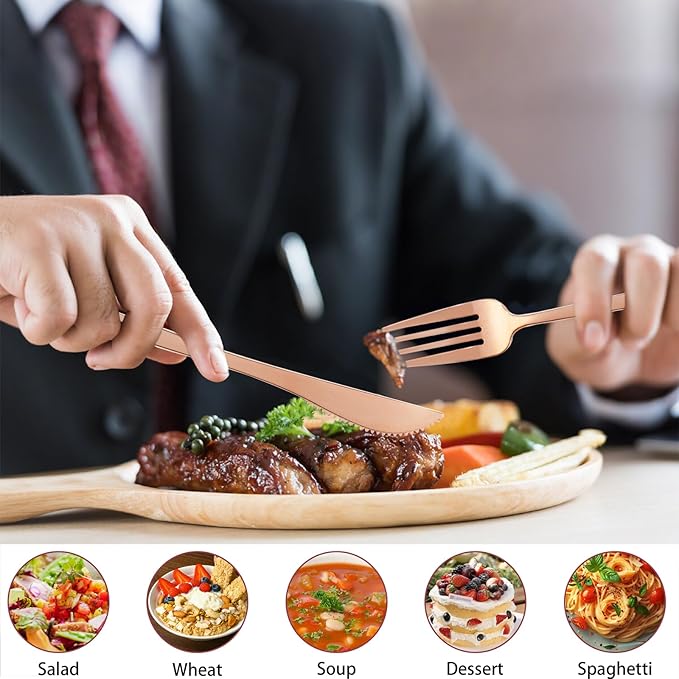 PULOTE 300PCS Rose Gold Plastic Silverware Set - Image 7