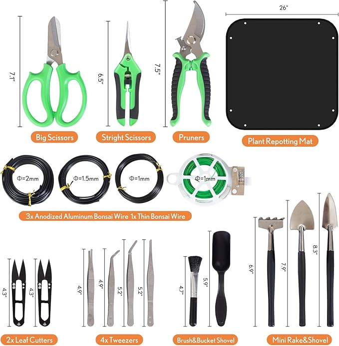 Bonsai Tools Kit 20 Pcs Garden Tools Set - Image 3