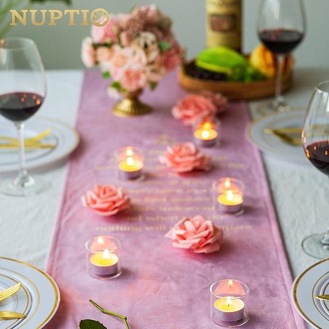 NUPTIO Glass Votive Candle Holders: Set of 12 Clear Tea Light Holders - Image 8