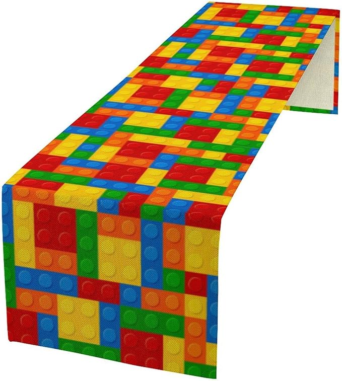 Building Blocks Table Runner Funny Celebration Party Birthday Party by ShiTingYu