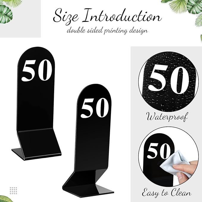 Remerry 50 Pcs Table Numbers 1-50 Acrylic Double Sided Number Cards Acrylic - Image 3