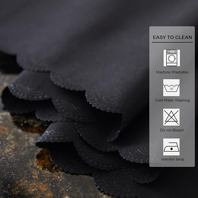 Oval Black Tablecloth 60 x 84 Inch Polyester Fabric Washable Table Cloth - Image 6