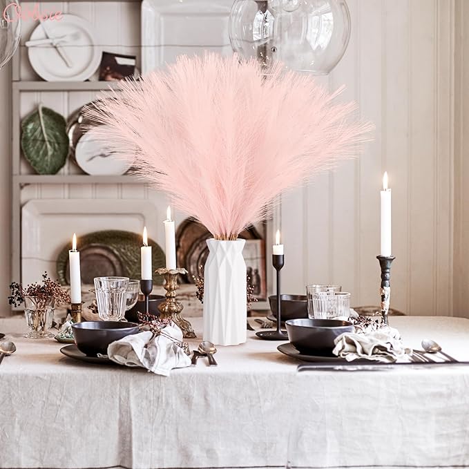 50pcs Pink Faux Pampas Grass Decor, 21.6" Short Artificial Pompous Grass Floral - Image 6