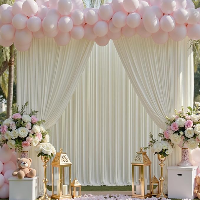 50ft x 15ft Ivory Wrinkle Free Backdrop Curtains - Image 3