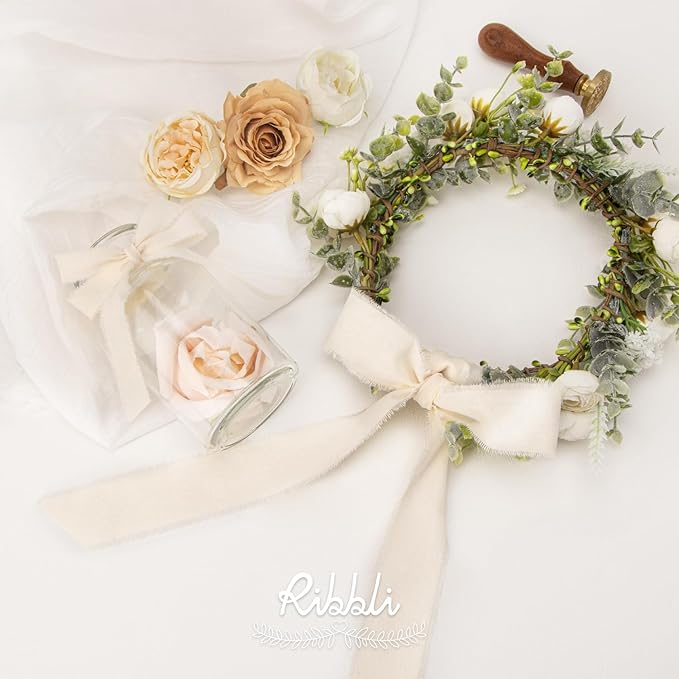 Ribbli 3 Rolls Ivory Ribbon 5/8 Inch x 18Yards Cream White Handmade Cotton - Image 5