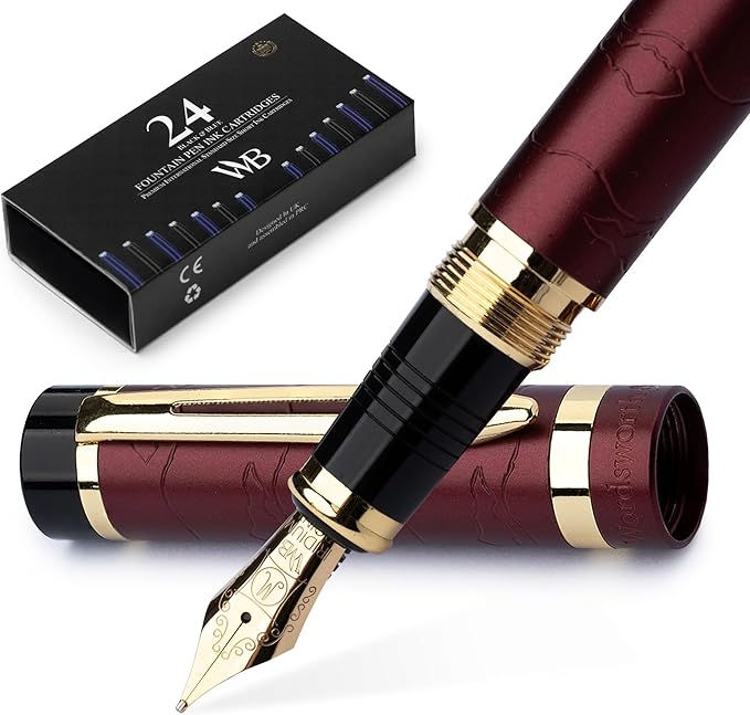 Wordsworth & Black Primori Fountain Pen Set; Medium Nib, Gift Case, 24 Ink by WordsworthBlack