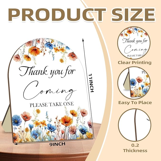 Thank You for Coming Please Take One Sign, Floral Decor Wedding Shower Favors - Image 2