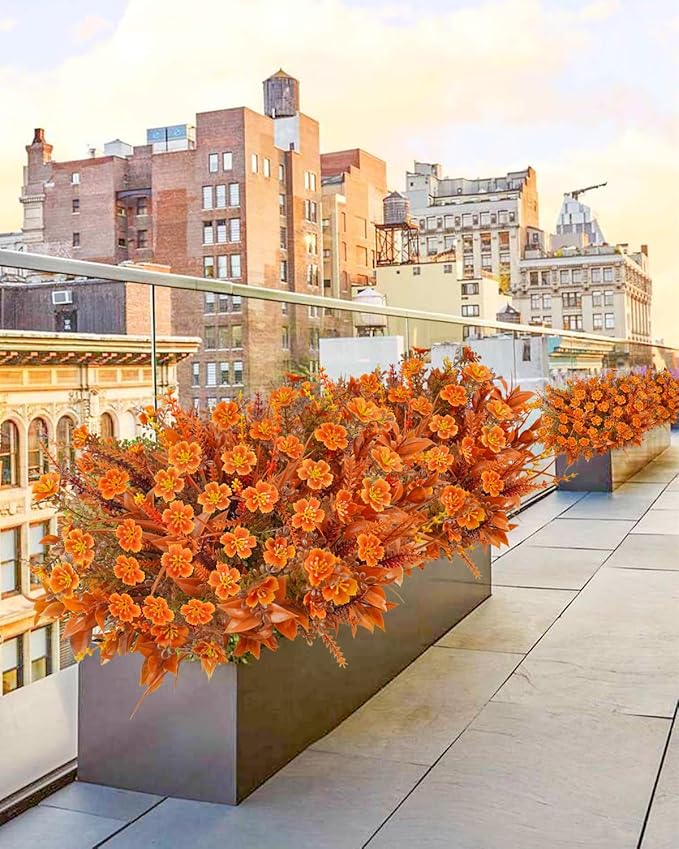 40 Pcs Artificial Fall Flowers Outdoor Faux Fall Plants UV Resistant Fall - Image 2