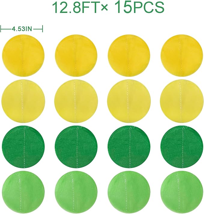 205Ft Yellow Green Party Decorations Ombre Green Yellow Circle Dot Backdrop - Image 2