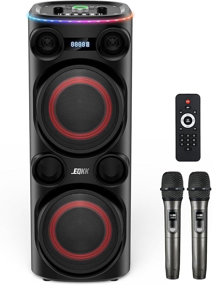 25.9''Karaoke Machine with 2 Wireless Microphones, 5.3 Speakers Bluetooth by EQKK