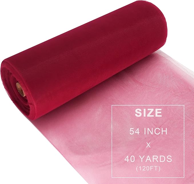 Deep Red Tulle Fabric Roll Spool Bolt Large Tulle Wedding Party Decoration - Image 3