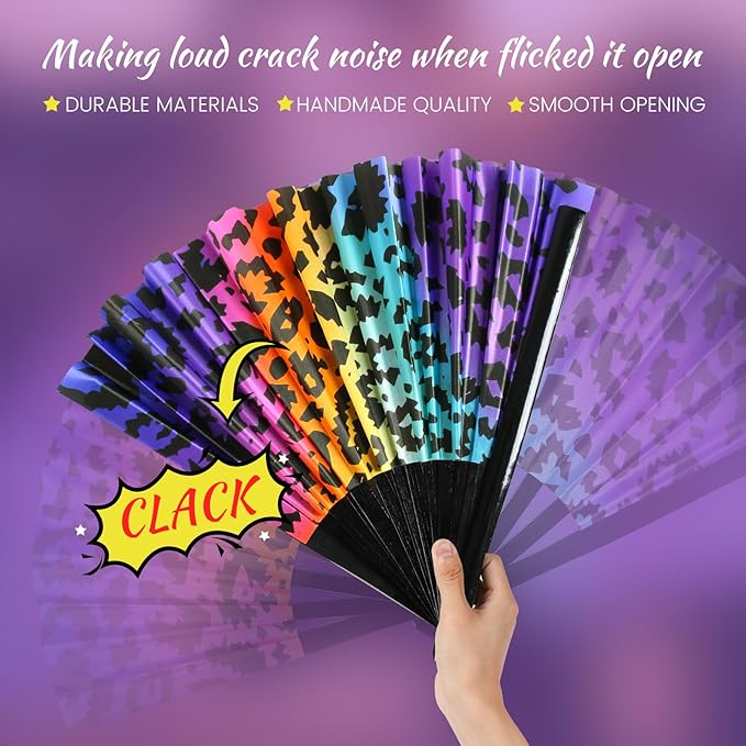 SYNTECSO Folding Hand Fan for Rave, Popping Fan for Line Dancing, Drag Queen - Image 5