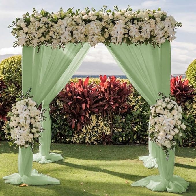 Wedding Arch Draping Fabric 1 Panel 30'' x 18FT Sage Green Sheer Chiffon Arch - Image 5
