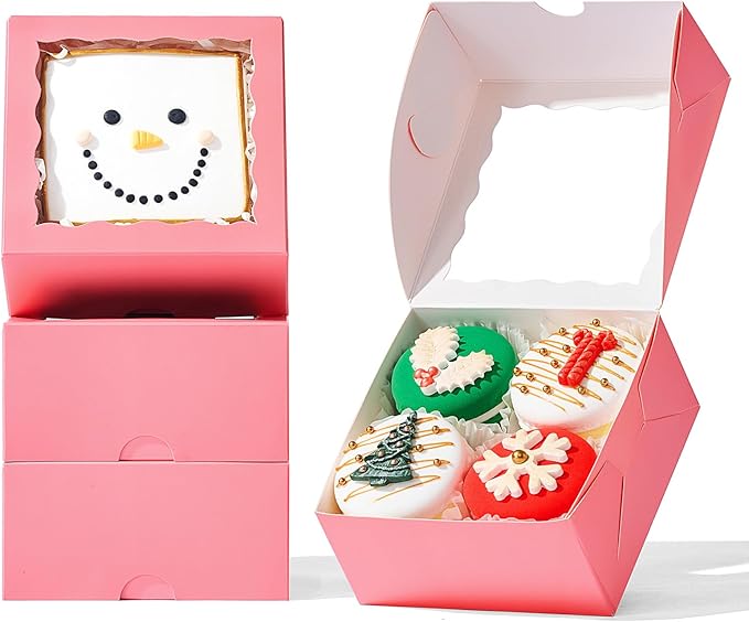 50-Count 4x4x2 Food-Safe Pink Bakery Boxes - Image 3