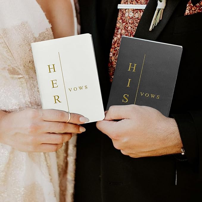 Vow Books His and Hers Soft Touch Gold Foil Engraving Vow Books Wedding - Image 7
