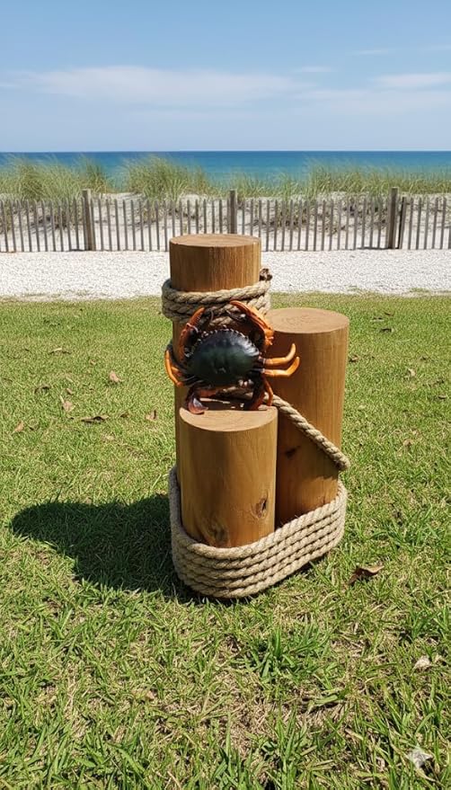 Set of 3 Nautical Wood Piling Decorations – Real Wooden Pier Posts by Unknown