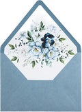 PONATIA 50PCS A7 Euro Flap Envelopes, 5.25 x 7.25'' Dusty Blue Flowers Liner by ponatia